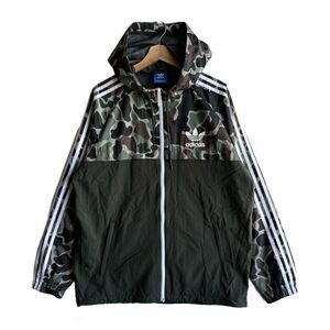 Adidas Rare Camo Rev Windbreaker Hooded Full Zip Jacket Men's Large Y2K KORN